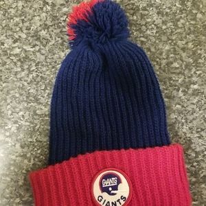 New York Giants Vtg 70s 80s Pom Pom Beanie Hat NFL